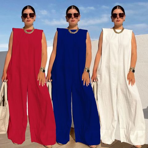 Classic Style Solid Color Polyester Jumpsuits