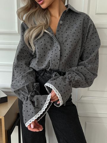 Women's Blouse Long Sleeve Blouses Lace Streetwear Polka Dots