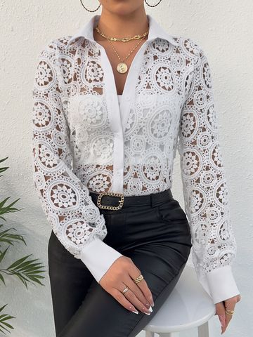 Women's Blouse Long Sleeve Blouses Sexy Solid Color