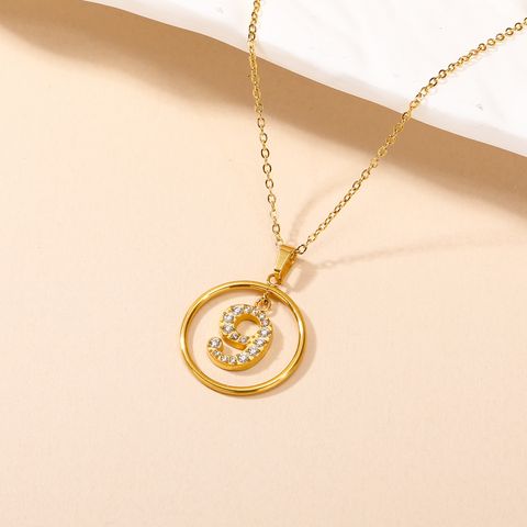 Titanium Steel Simple Style Diamond Number Pendant Necklace