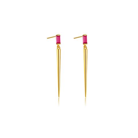 Sterling Silver 18K Gold Plated Lady Geometric Ear Studs