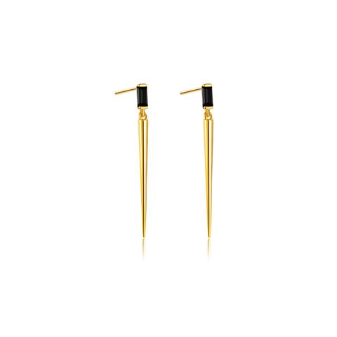 Sterling Silver 18K Gold Plated Lady Geometric Ear Studs