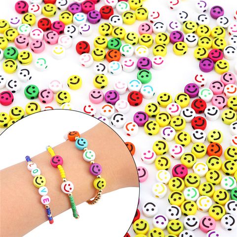 50 PCS/Package Arylic Round Smiley Face Beads