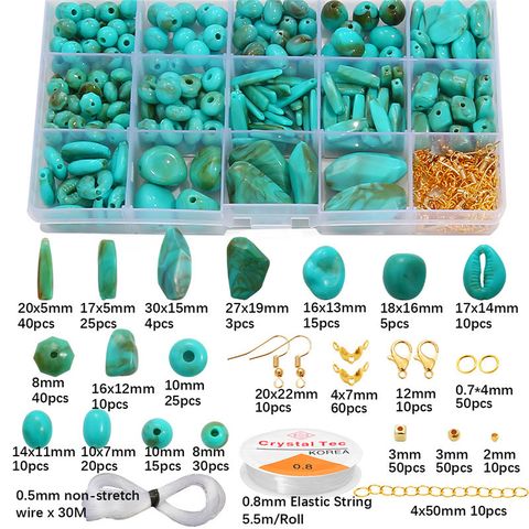 1 Set Diameter 10mm Diameter 6 Mm Turquoise Glass Seed Bead Printing Pendant Beads