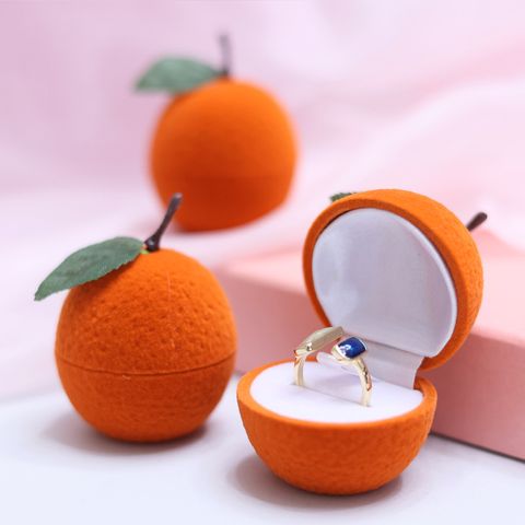 Casual Cute Orange Plastic Flocking Jewelry Boxes