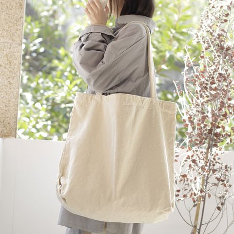 Women's Large Canvas Solid Color Basic Classic Style Open Canvas Bag