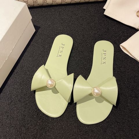Women's Casual Commute Solid Color Bowknot Round Toe Slides Slippers