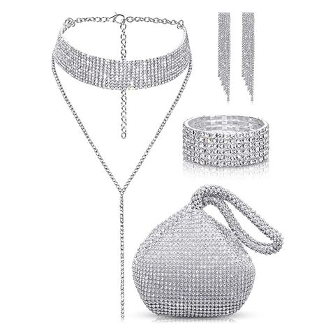 Silver Gold Nylon Solid Color Round Evening Bags