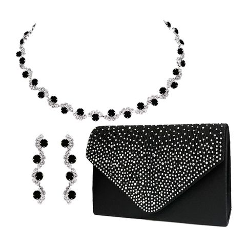 Elegant Simple Style Solid Color Rhinestone Inlay Rhinestones Women's Earrings Necklace