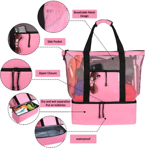 Unisex Basic Classic Style Solid Color Polyester Net Travel Bags