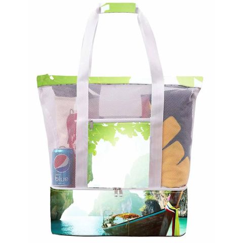 Unisex Large Polyester Net Underwater World Vacation Classic Style Zipper Insulated Bag