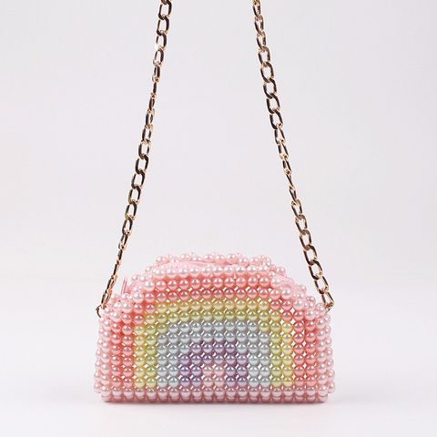 Women's Small Beads Rainbow Cute Beading Zipper Crossbody Bag