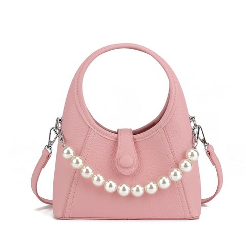 Women's Medium Pu Leather Solid Color Elegant Streetwear Pillow Shape Zipper Crossbody Bag