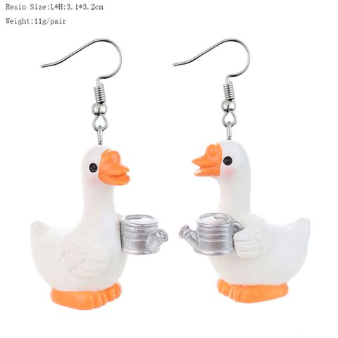 Cartoon Style Duck Plastic Resin Women's Drop Earrings