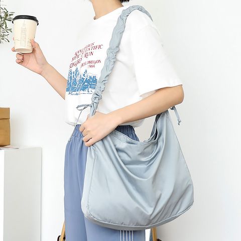 Women's Large Nylon Solid Color Basic Classic Style Zipper Crossbody Bag