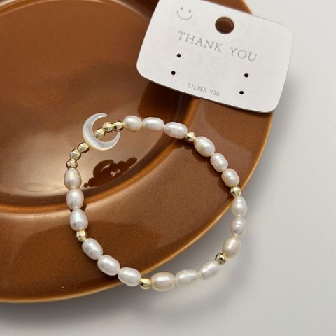 Basic Moon Freshwater Pearl Shell Plating 14K Gold Plated Women's Bracelets