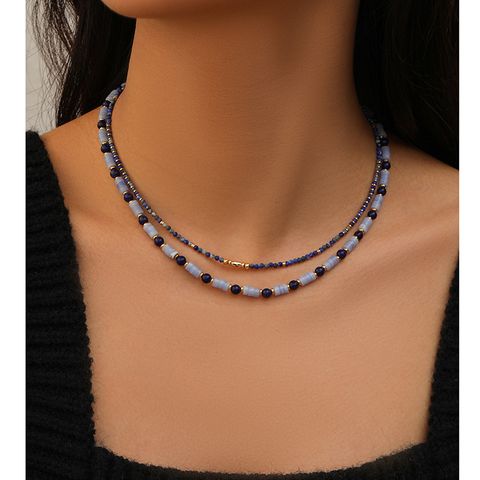 Elegant Simple Style Geometric Lapis Lazuli Necklace In Bulk