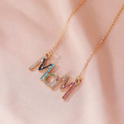 Wholesale Jewelry Simple Style Classic Style Letter Zinc Alloy Zircon Inlay Pendant Necklace
