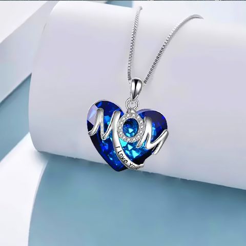 Wholesale Jewelry Simple Style Classic Style Heart Shape Alloy Organic Glass Zircon Inlay Pendant Necklace