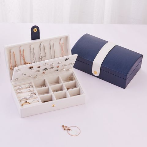 Korean Style Solid Color Pu Leather Flocking Jewelry Boxes