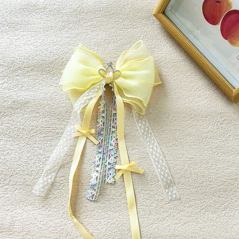 Girl'S Casual Sweet Crown Bow Knot Cloth Lace Hair Clip