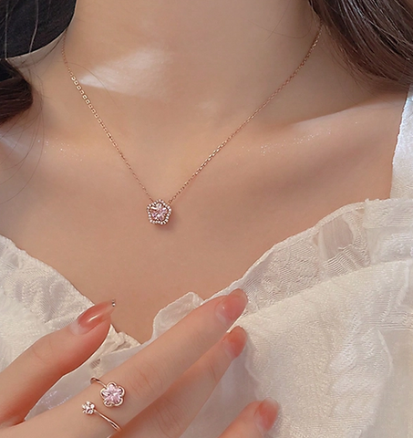 Lady Classic Style Commute Flower 201 Stainless Steel Inlay Artificial Diamond Women's Jewelry Set