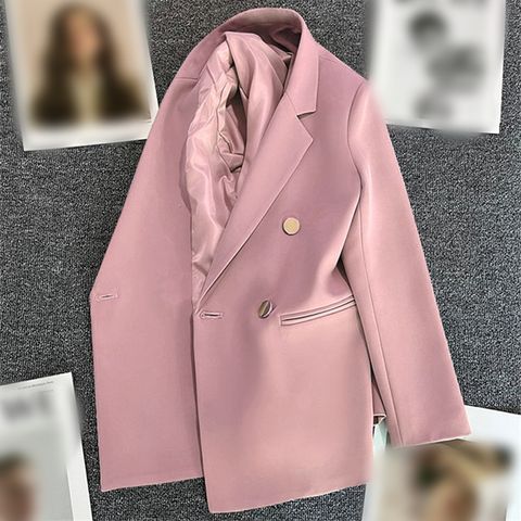 Women's Long Sleeve Blazers Pocket Simple Style Solid Color