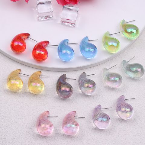 1 Pair IG Style Simple Style Water Droplets Spray Paint Arylic Ear Studs