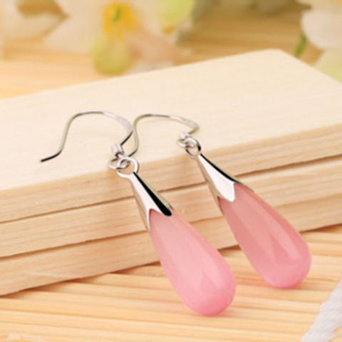 1 Pair Elegant Modern Style Classic Style Water Droplets Inlay Copper Opal Drop Earrings