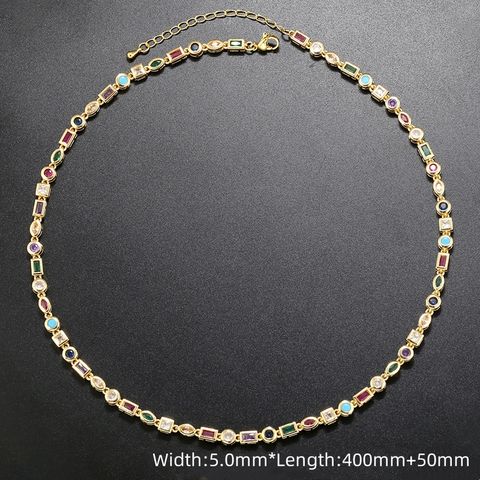Copper 18K Gold Plated Elegant Luxurious Shiny Plating Inlay Irregular Round Zircon Bracelets Necklace