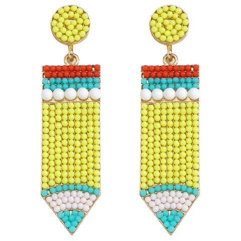 1 Pair Casual Pencil Plating Inlay Alloy Gold Plated Drop Earrings