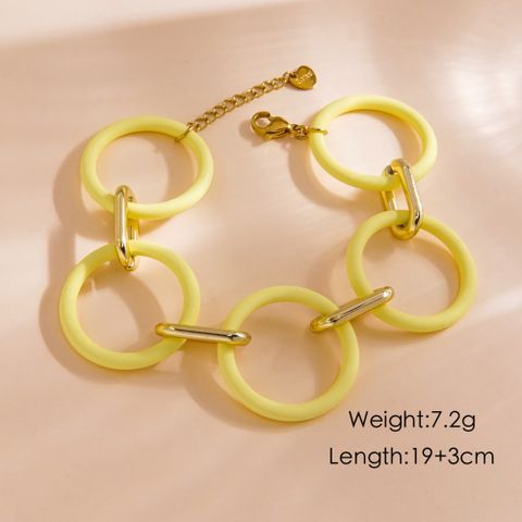 Tropical Simple Style Color Block 304 Stainless Steel Arylic Plating 14K Gold Plated Women's Bracelets
