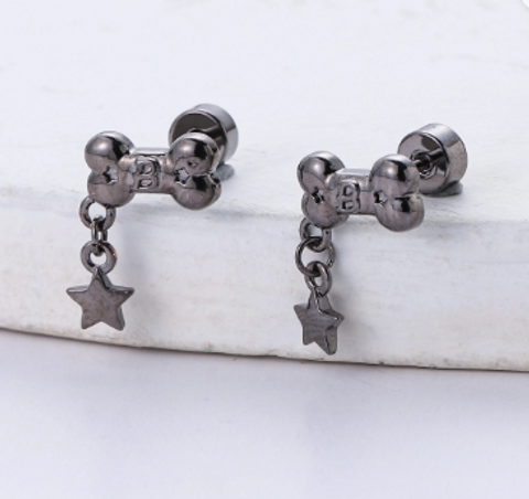 Titanium Steel Simple Style Star Heart Shape Crown Cartilage Earrings