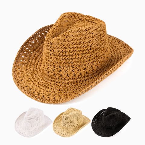 امرأة أسلوب بسيط النمط الكلاسيكي اللون الصامد طنف كبيرة قبعة الشمس قبعة فيدورا