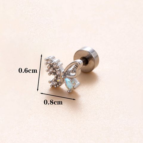 1 Piece Ear Cartilage Rings & Studs Simple Style Classic Style Star Heart Shape Copper Polishing Inlay Diamond 18K Gold Plated Ear Cartilage Rings & Studs