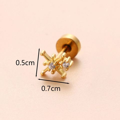 1 Piece Ear Cartilage Rings & Studs Classic Style Star Flower Butterfly 316 Stainless Steel  Copper Polishing Inlay Zircon 18K Gold Plated Ear Cartilage Rings & Studs