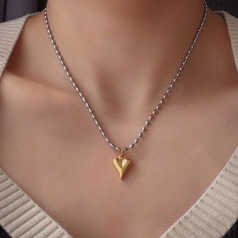 304 Stainless Steel Titanium Steel 18K Gold Plated Basic Modern Style Classic Style Heart Shape Pendant Necklace