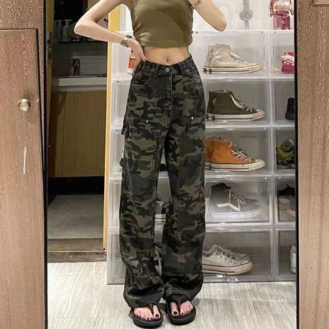 Women's Daily Fashion Camouflage Full Length Patchwork Jeans