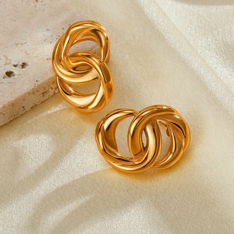 1 Pair Vintage Style Simple Style Double Ring 304 Stainless Steel Ear Studs