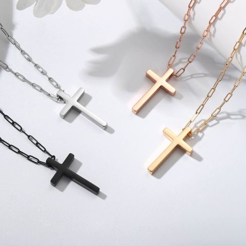 Casual Vintage Style Cross 304 Stainless Steel Plating Unisex Pendant Necklace