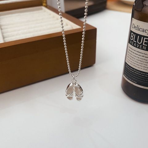Sterling Silver Casual Chain Solid Color Pendant Necklace