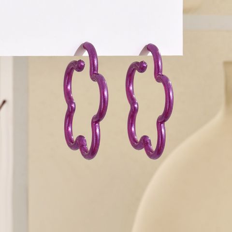 1 Pair Simple Style Heart Shape Flower Arylic Earrings