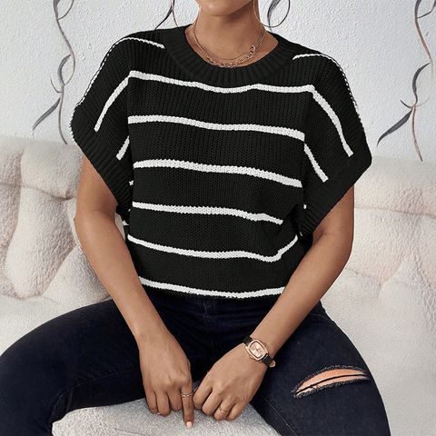 Women's T-shirt Short Sleeve T-Shirts Printing Streetwear Stripe