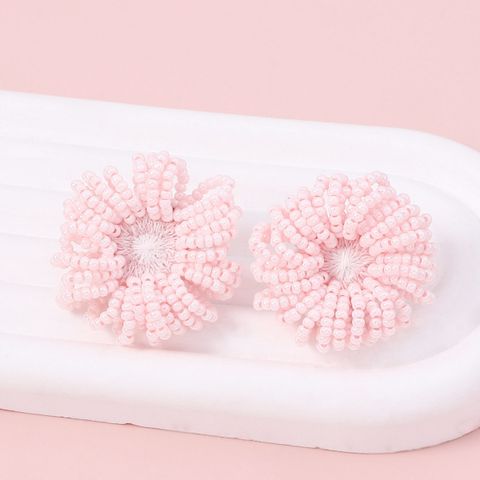 1 Pair Lady Flower Beaded Plastic Resin Earrings