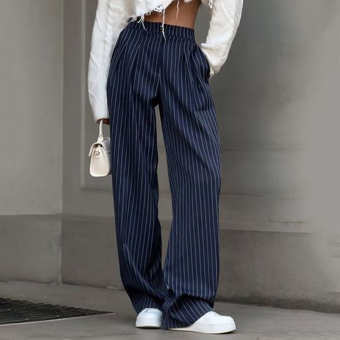 Women's Holiday Daily Simple Style Stripe Full Length Pocket Casual Pants