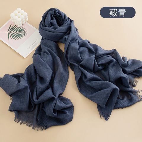 Women's Streetwear Solid Color Imitation Cashmere Tassel Silk Scarf