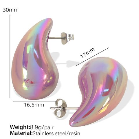1 Pair Simple Style Water Droplets Plating Resin Titanium Steel Earrings