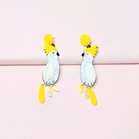 1 Pair Cute Parrot Printing Arylic Drop Earrings