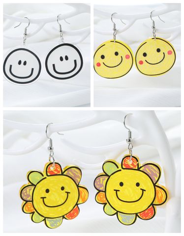 1 Piece IG Style Cute Smiley Face Flower Arylic Alloy Ear Hook