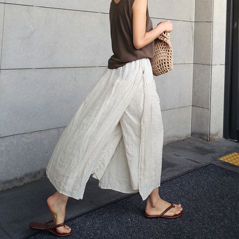 Women's Holiday Daily Simple Style Solid Color Ankle-Length Casual Pants Culottes